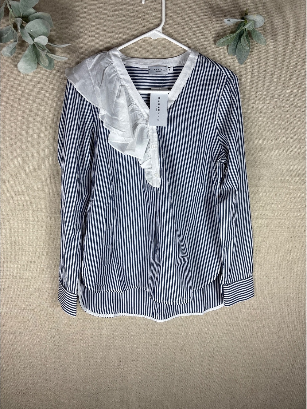Harshman > New with Tags Vivienne Popover Tunic Navy Striped Small